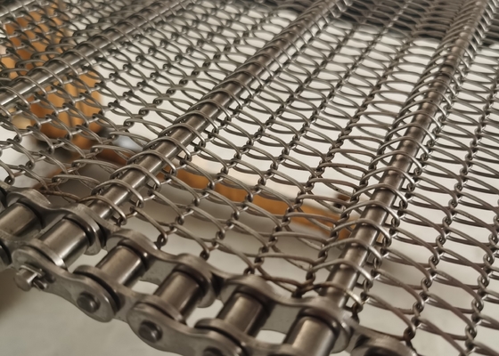 Transportband met metalen kettingschakels op hoge temperatuur voor de voedingsindustrie