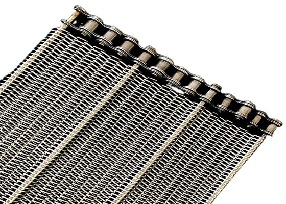 Metaal 1000mm*10m Ketting Mesh Conveyor Belt Wire Diameter 0.84mm van de voedselrang